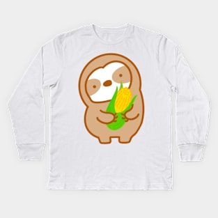 Cute Corn Sloth Kids Long Sleeve T-Shirt